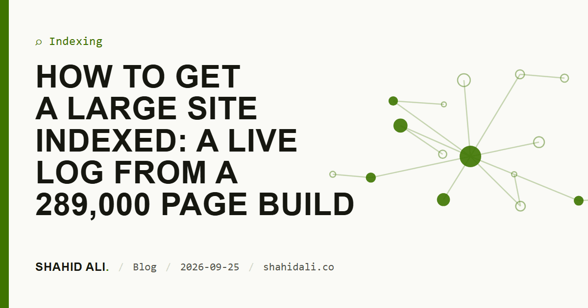 How to get a large site indexed: a live log from a 289,000 page build