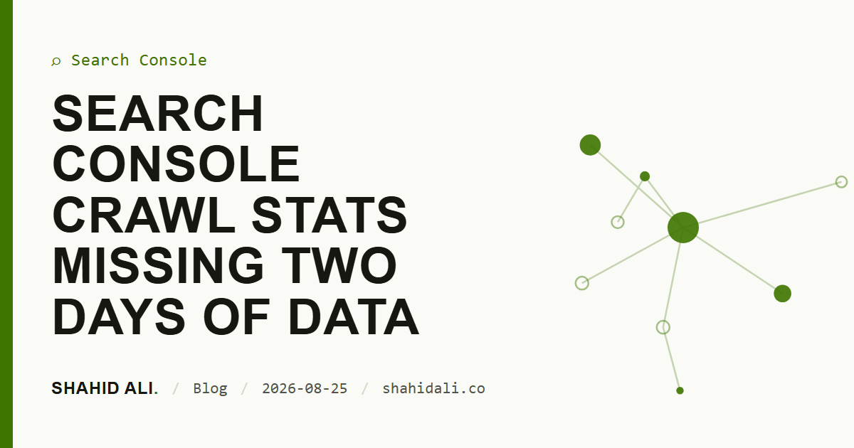 Search Console crawl stats missing two days of data