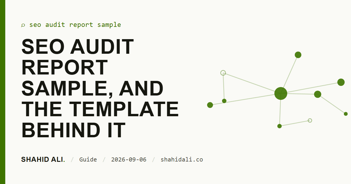 SEO audit report sample, and the template behind it